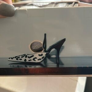 Black n white slightly used John Richmond 4inch stiletto heel halter back strap